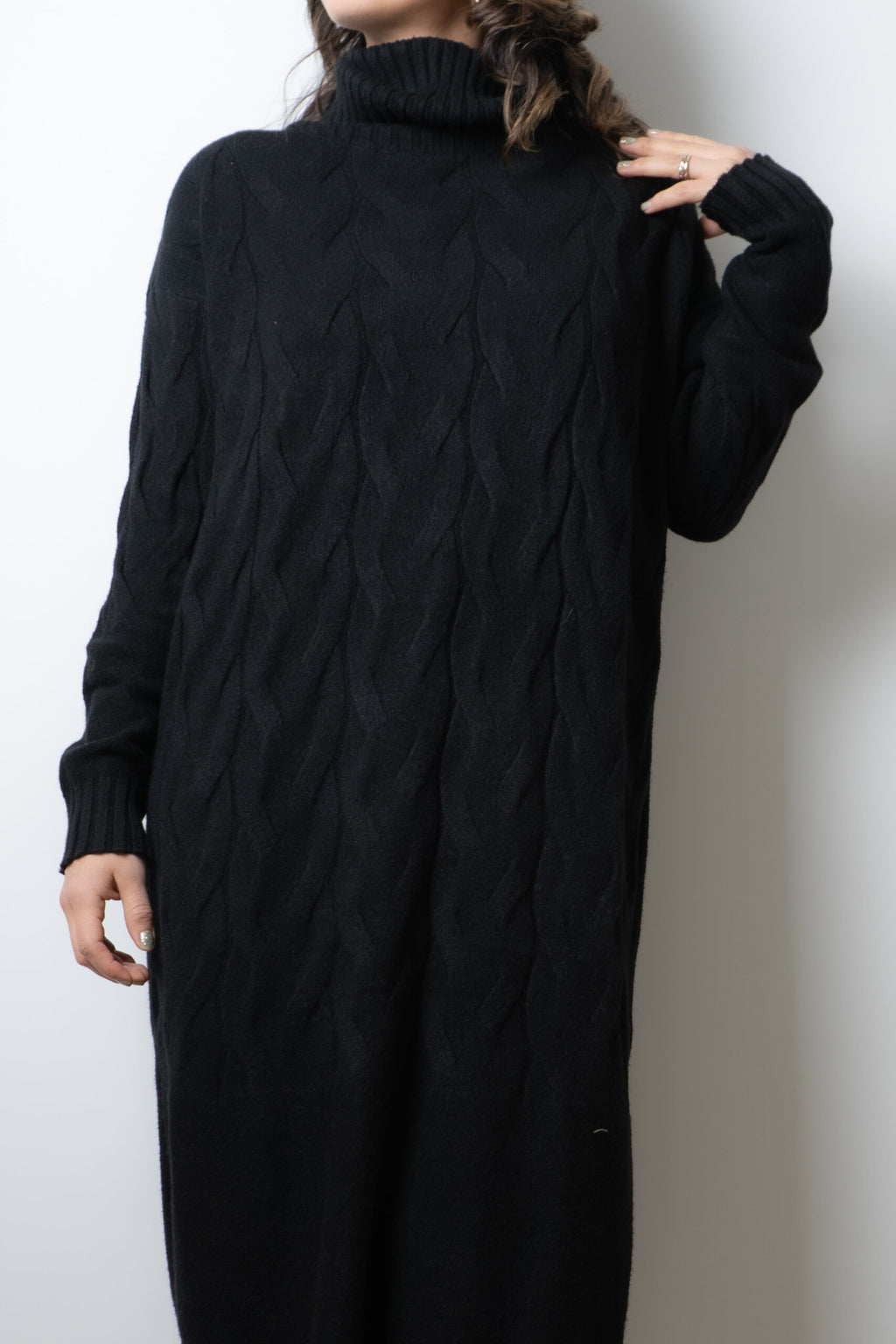 Vestido Lana Trenzado - Negro