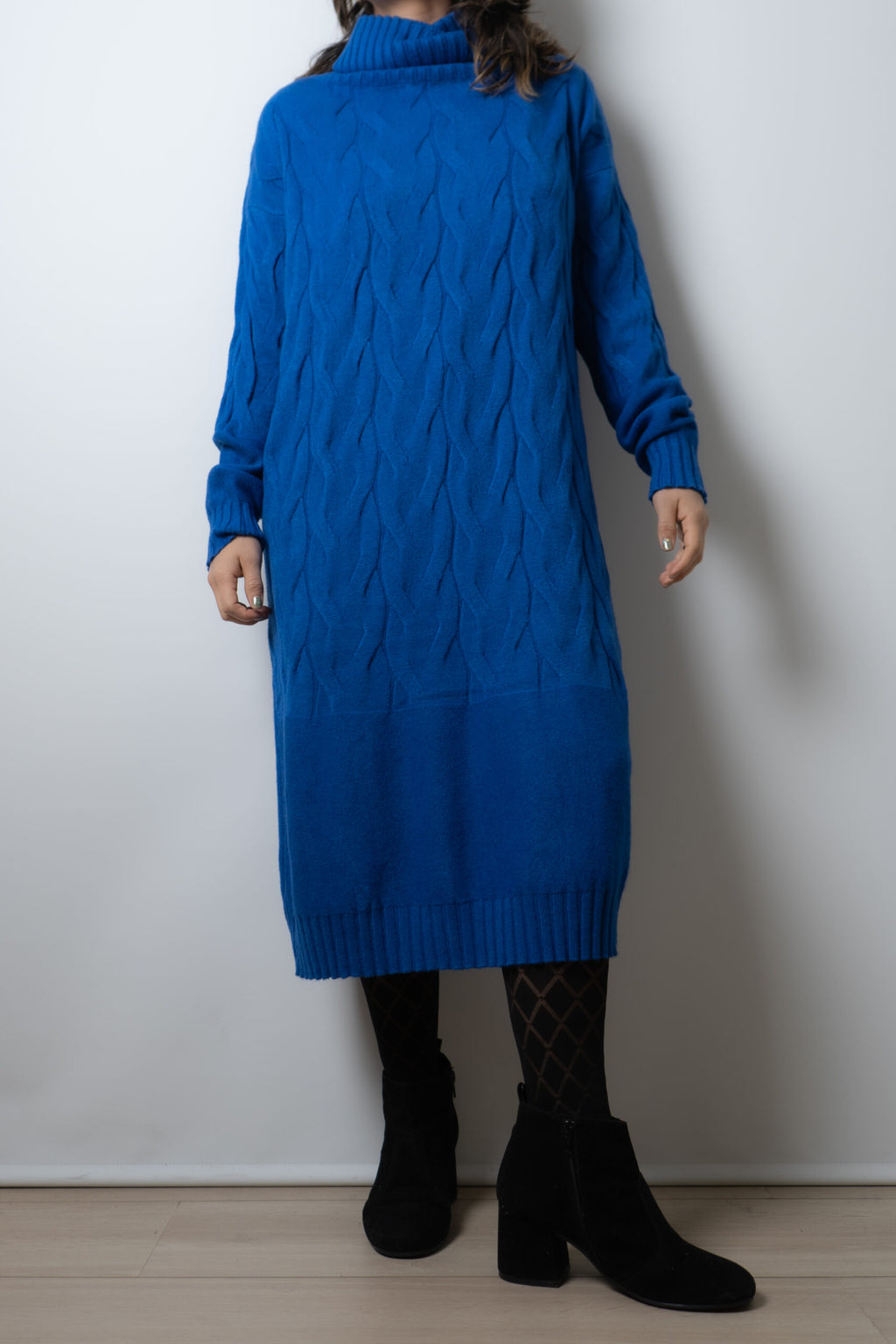 Vestido Lana Trenzado - Azul