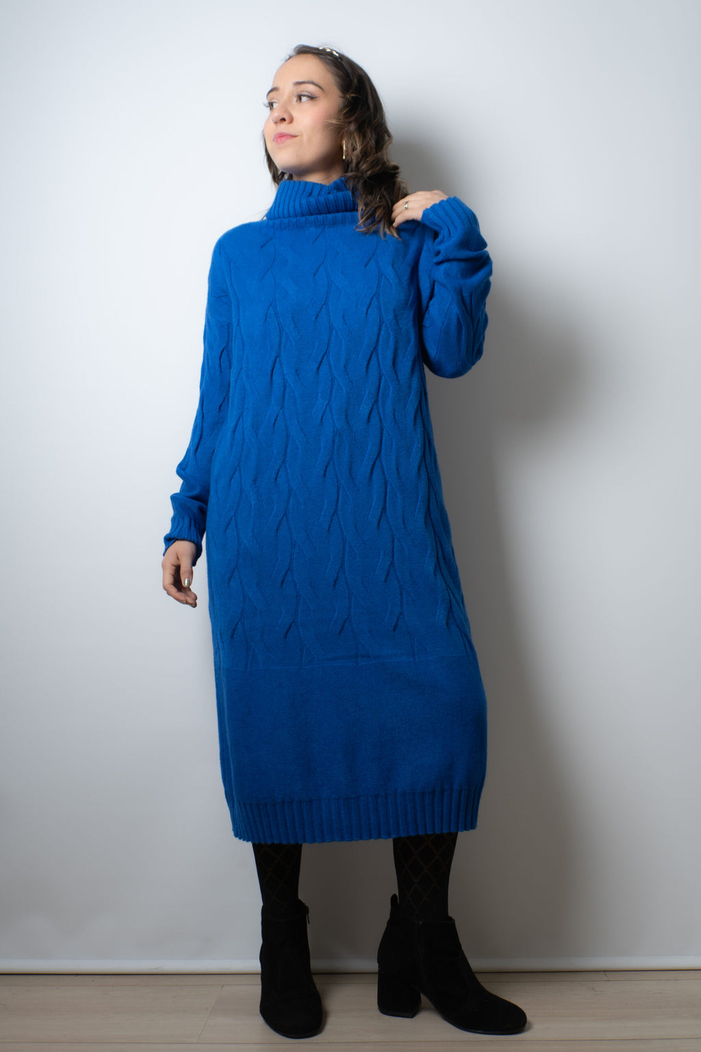 Vestido Lana Trenzado - Azul