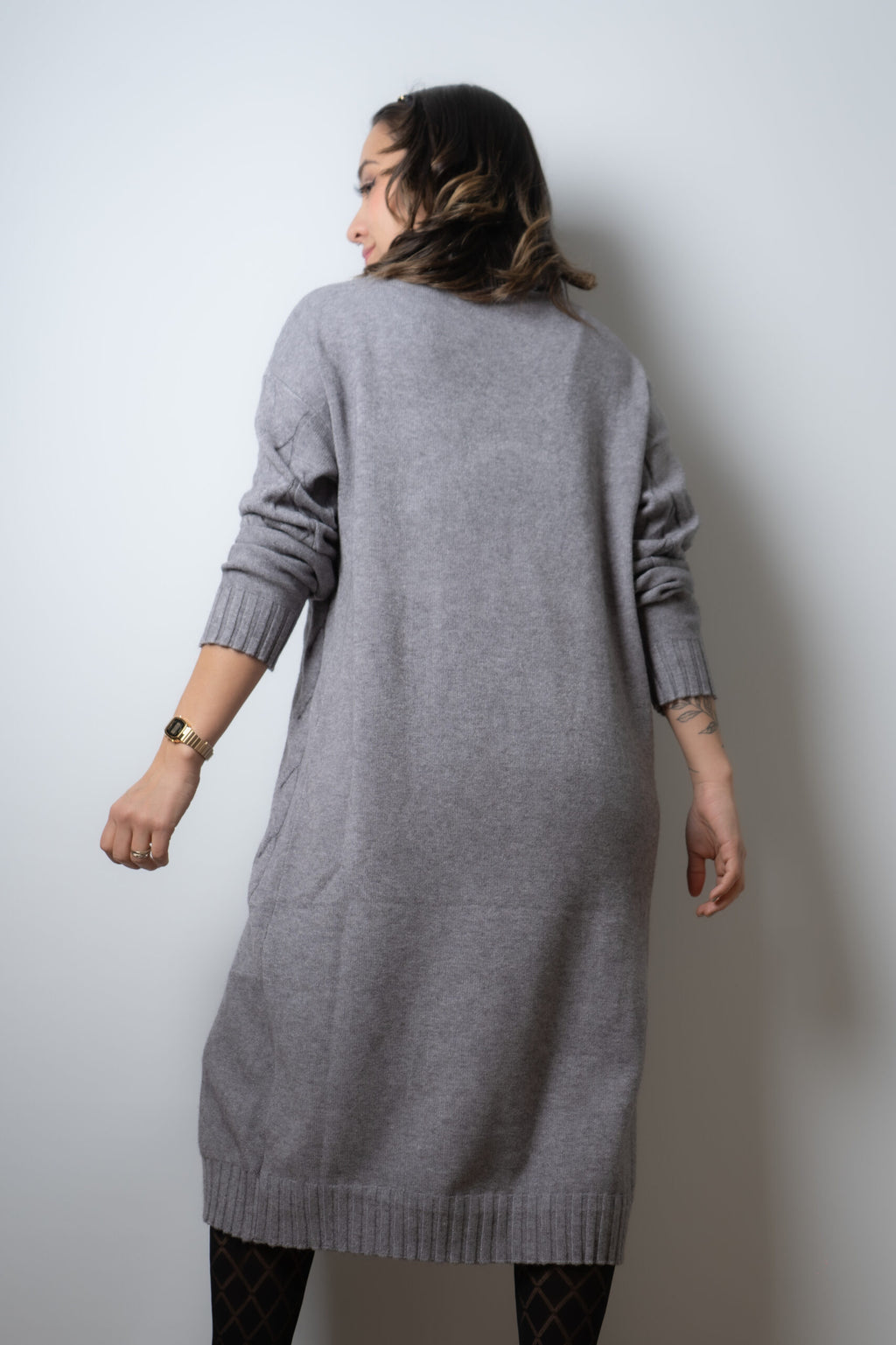 Vestido Lana Trenzado - Gris