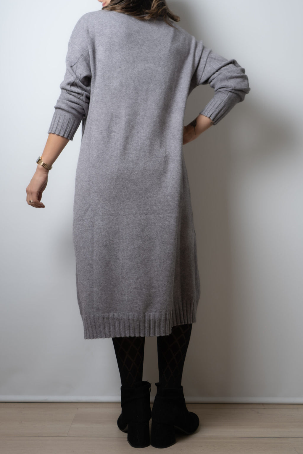 Vestido Lana Trenzado - Gris