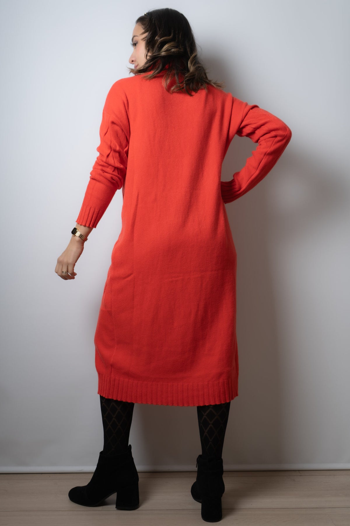 Vestido Lana Trenzado - Naranjo