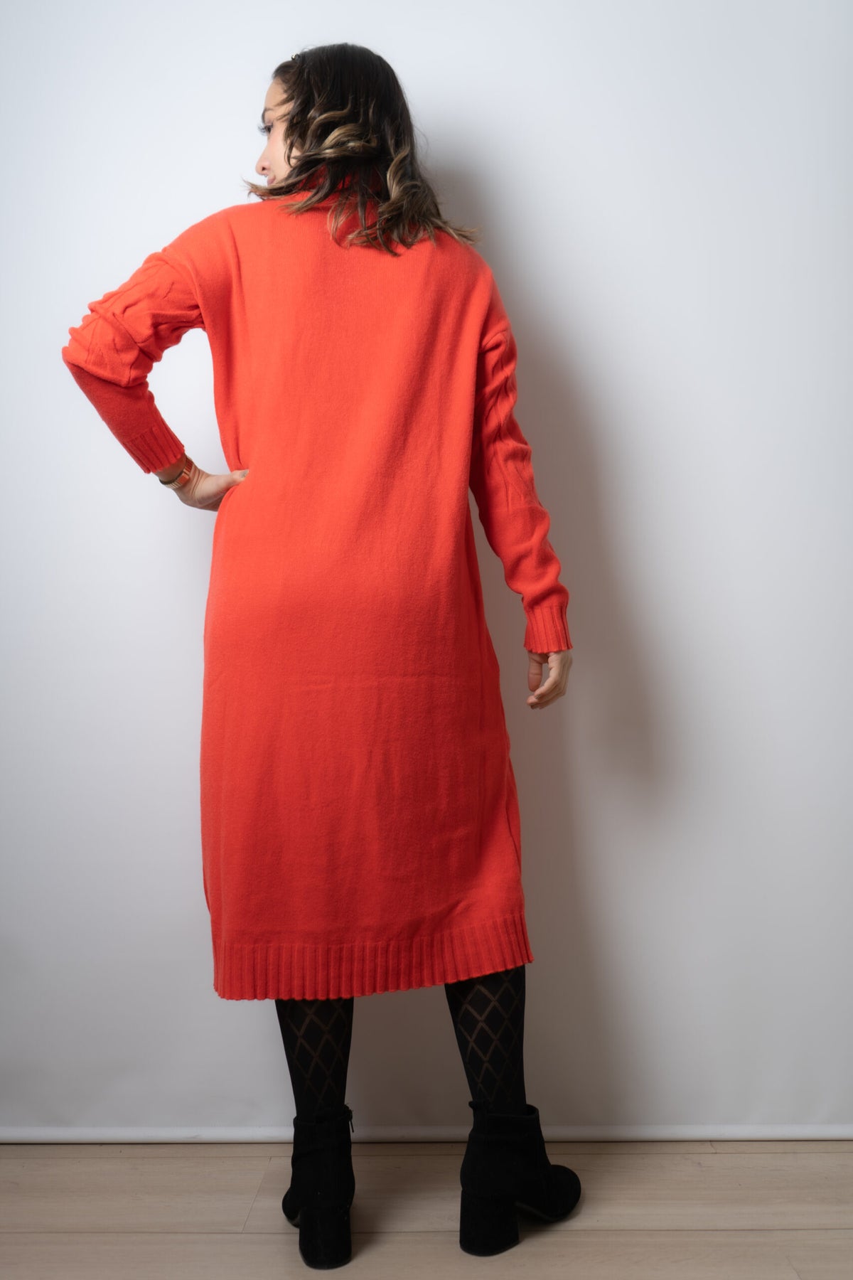Vestido Lana Trenzado - Naranjo