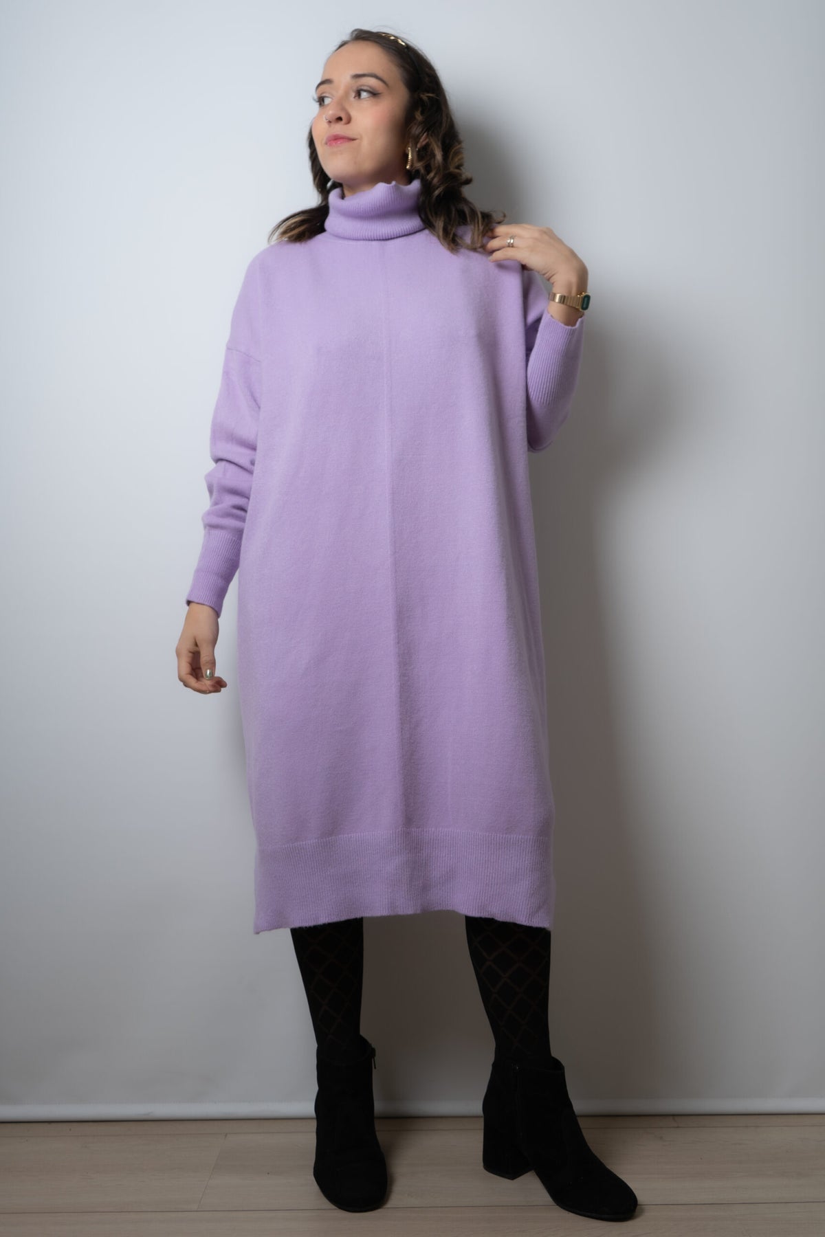 Vestido Lana Liso - Lila