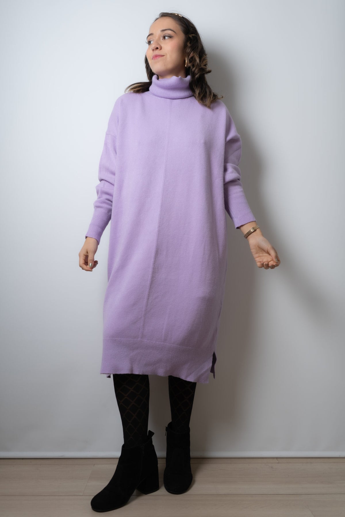 Vestido Lana Liso - Lila
