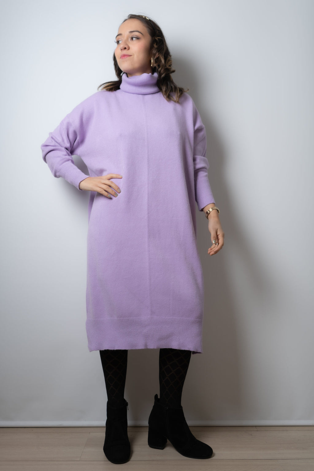 Vestido Lana Liso - Lila