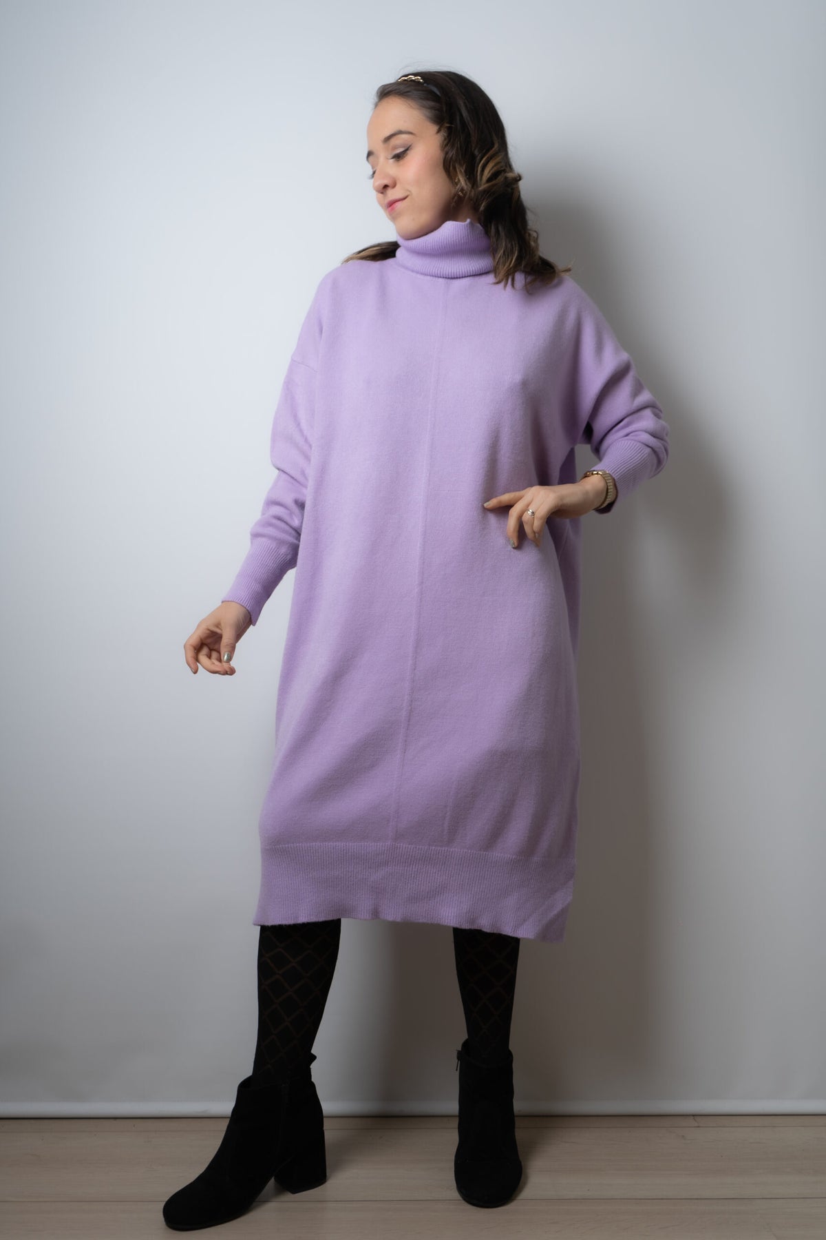 Vestido Lana Liso - Lila
