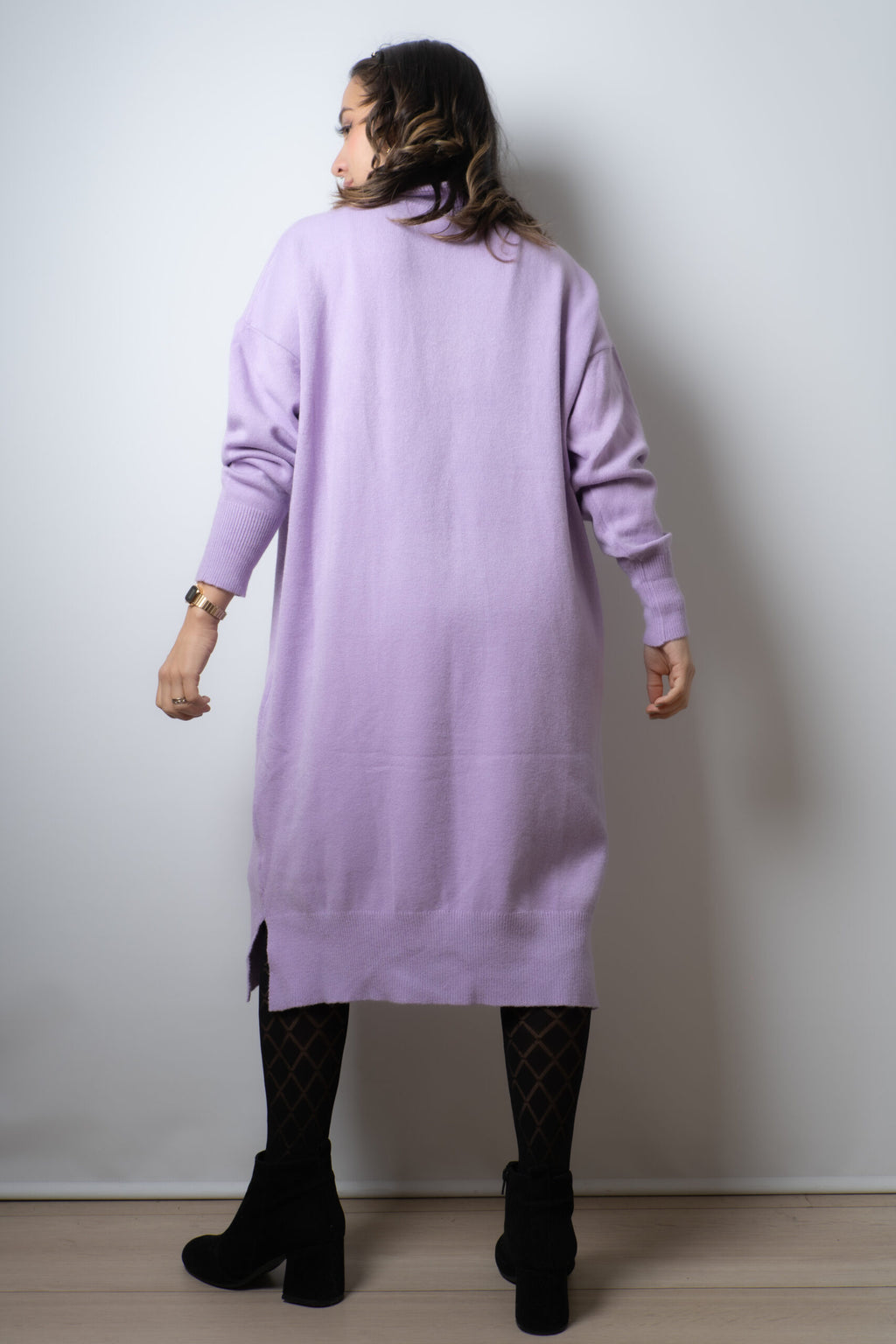 Vestido Lana Liso - Lila