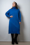 Vestido Lana Liso - Azul