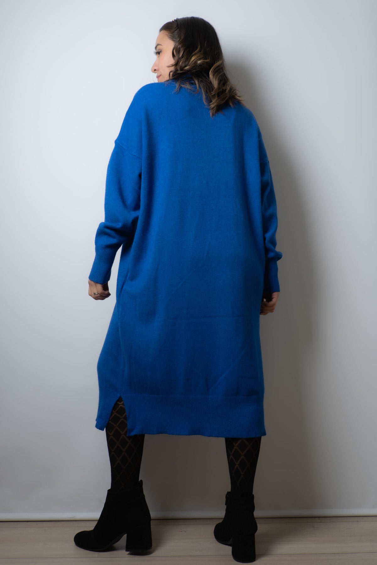 Vestido Lana Liso - Azul