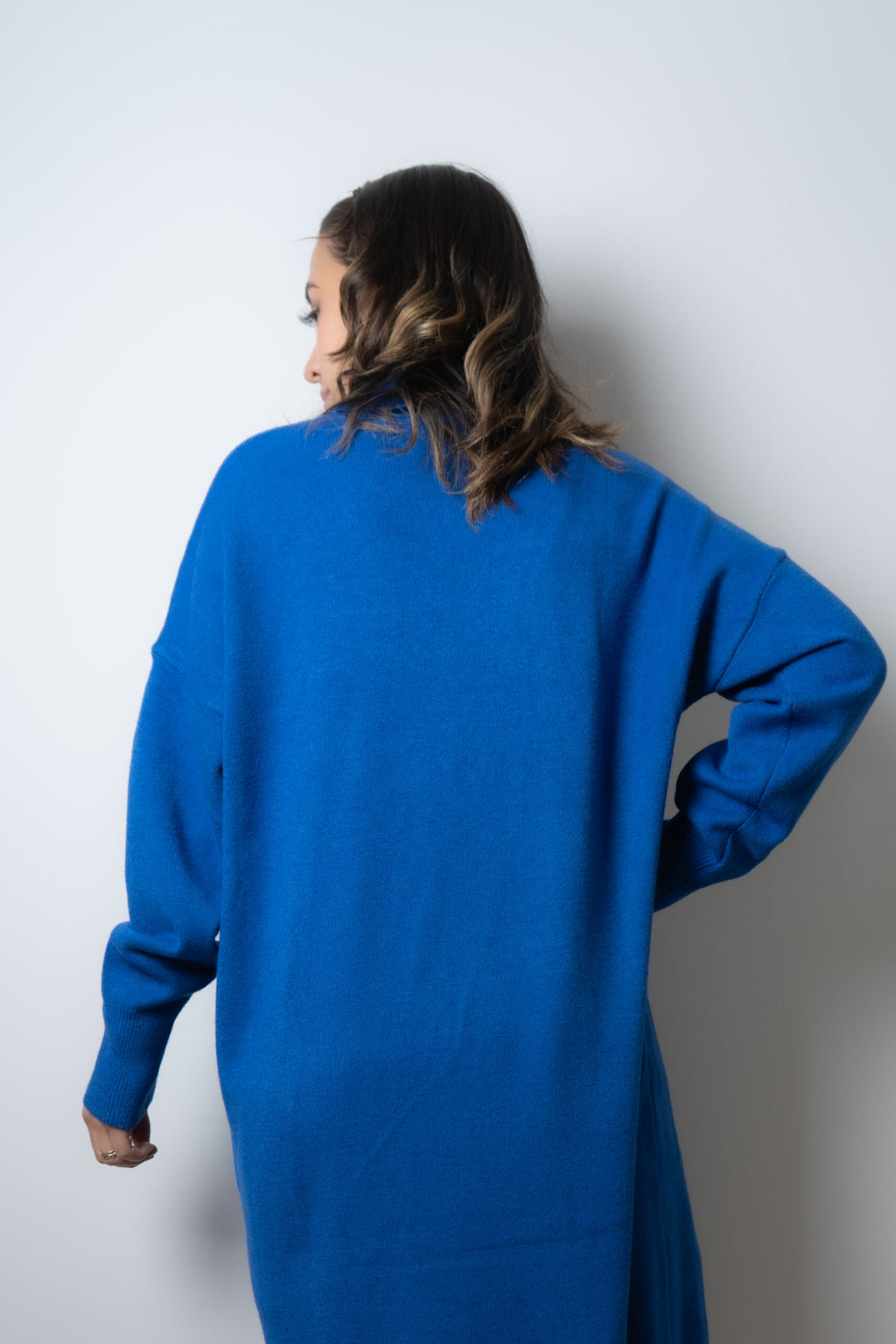 Vestido Lana Liso - Azul
