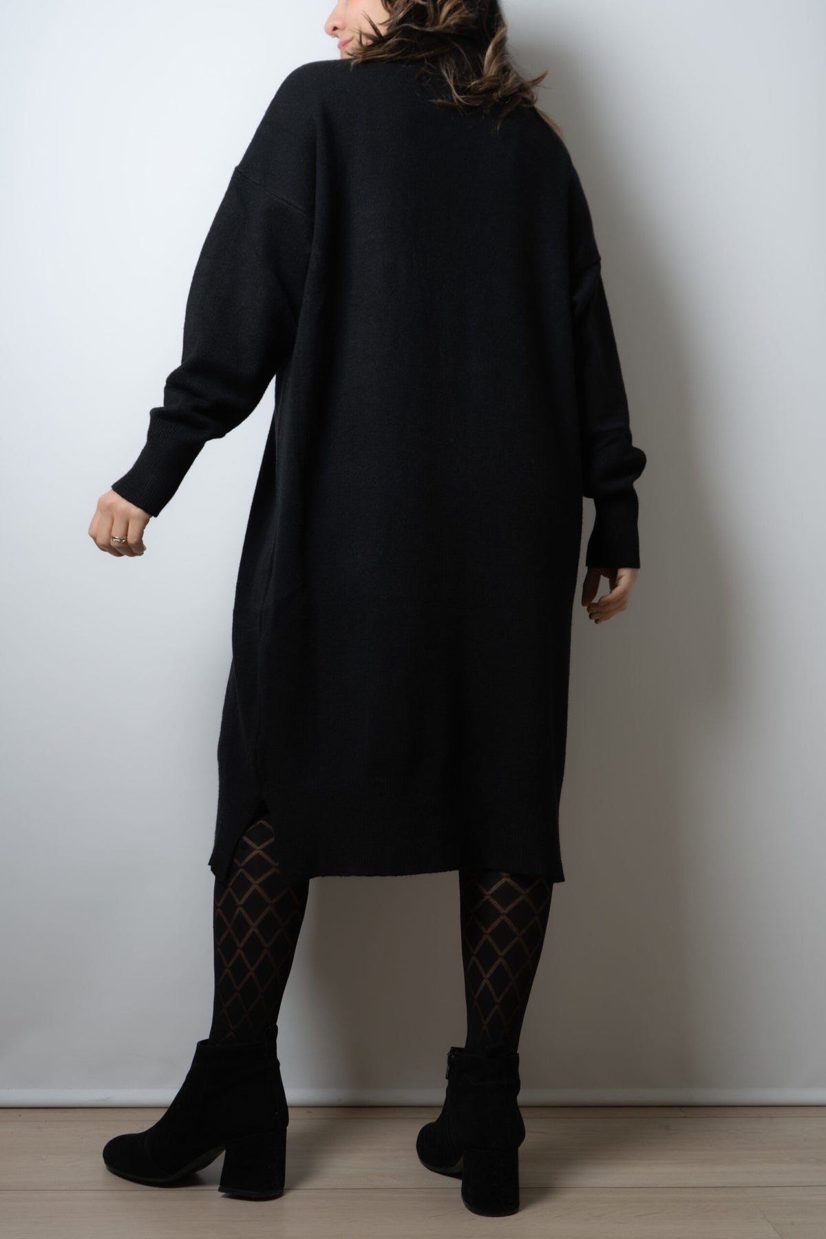 Vestido Lana Liso - Negro
