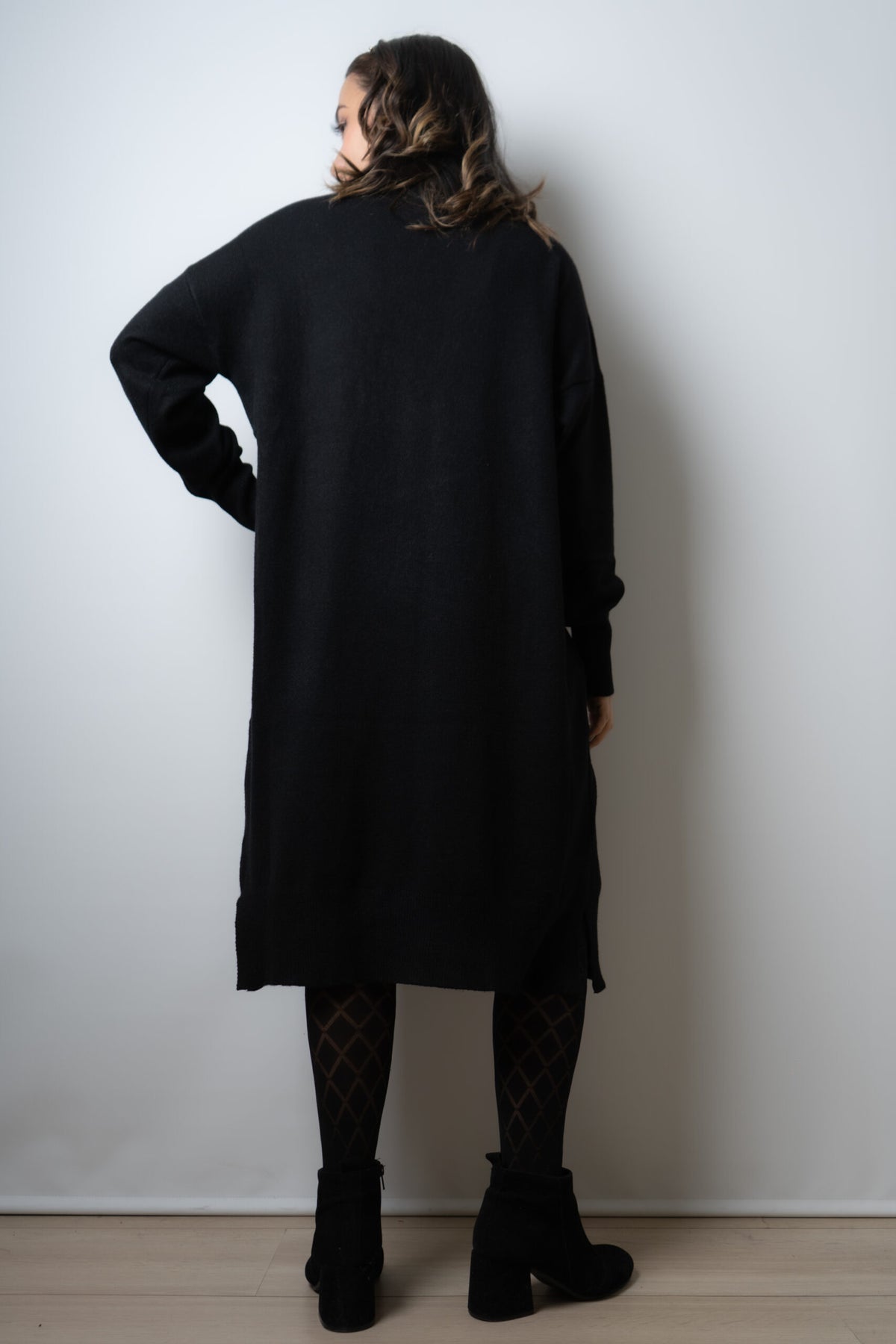 Vestido Lana Liso - Negro