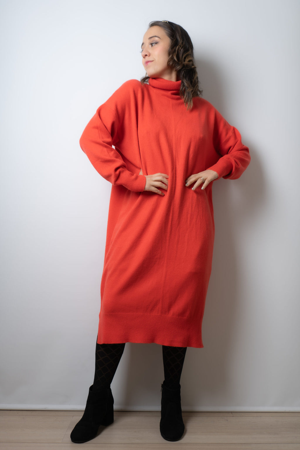 Vestido Lana Liso - Naranjo