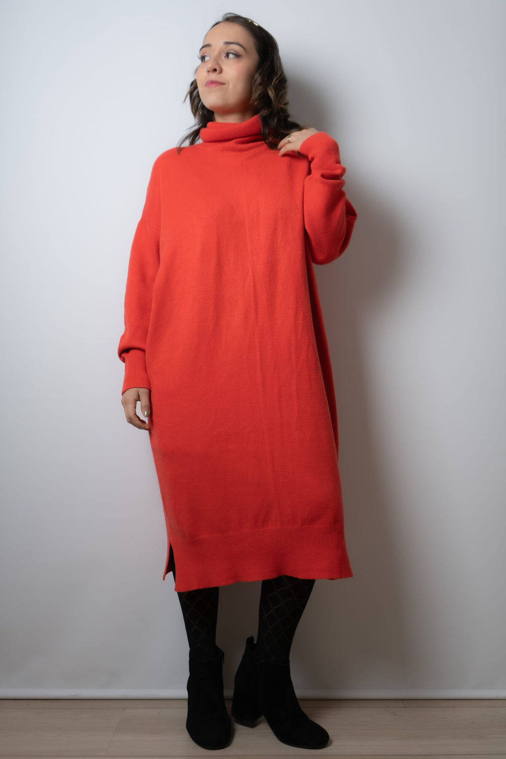 Vestido Lana Liso - Naranjo
