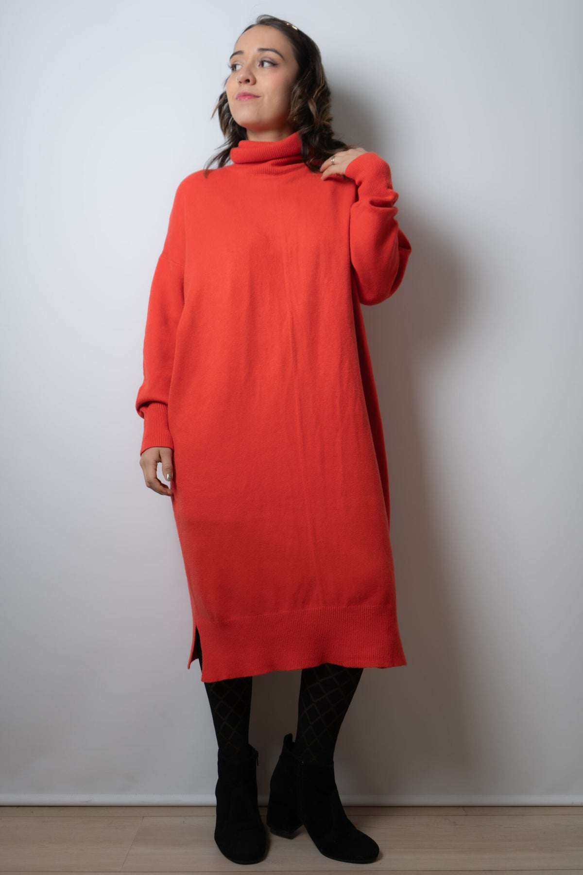 Vestido Lana Liso - Naranjo