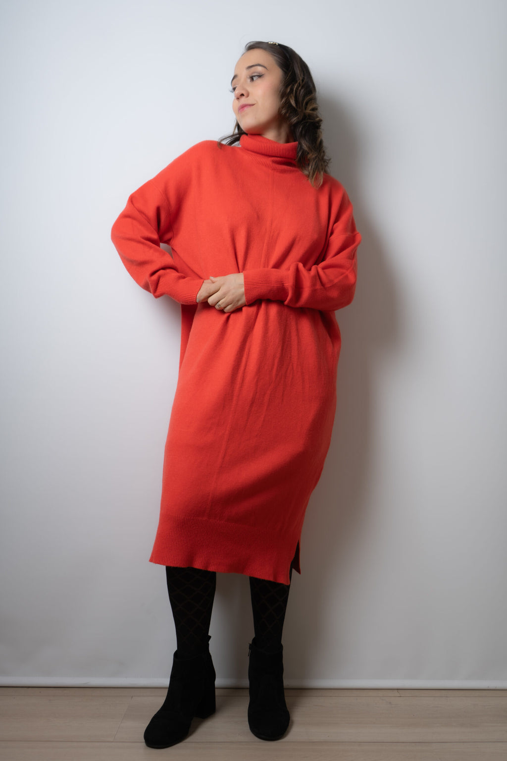 Vestido Lana Liso - Naranjo