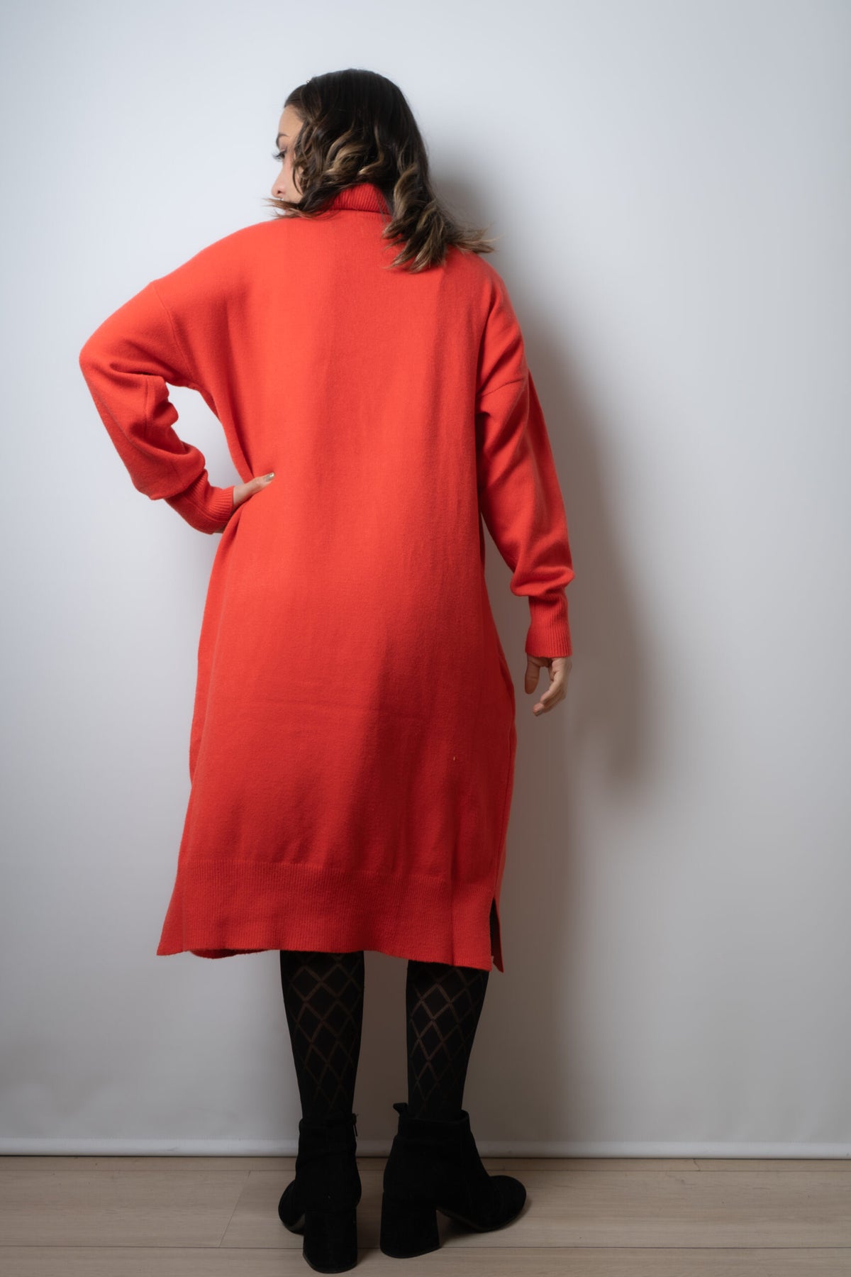 Vestido Lana Liso - Naranjo
