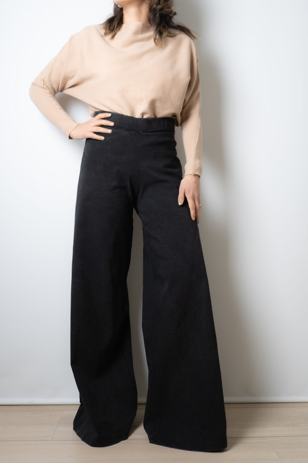 Pantalon Palazzo Gabardina - Negro