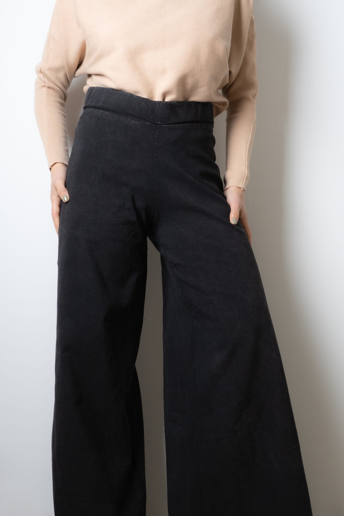 Pantalon Palazzo Gabardina - Negro