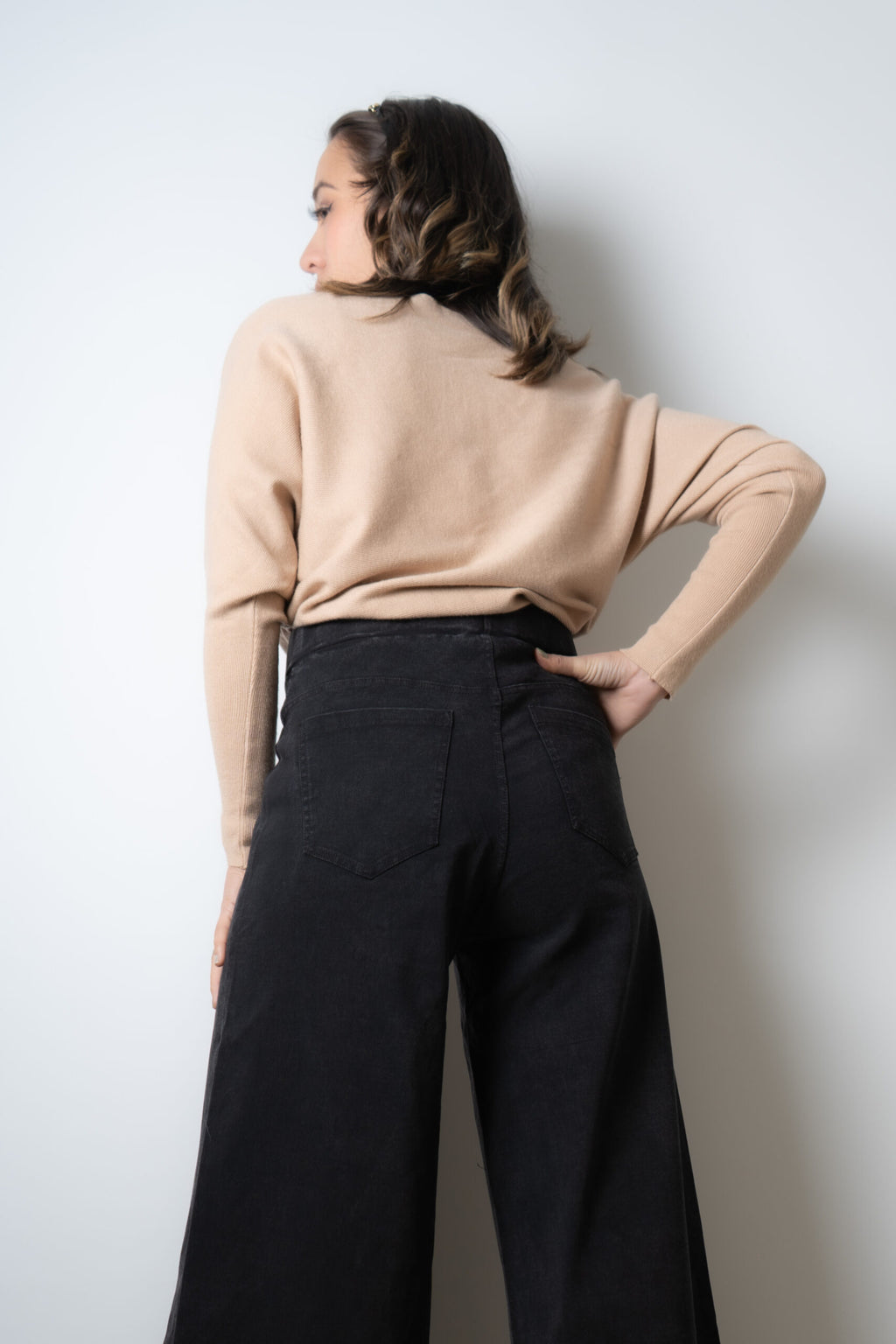 Pantalon Palazzo Gabardina - Negro