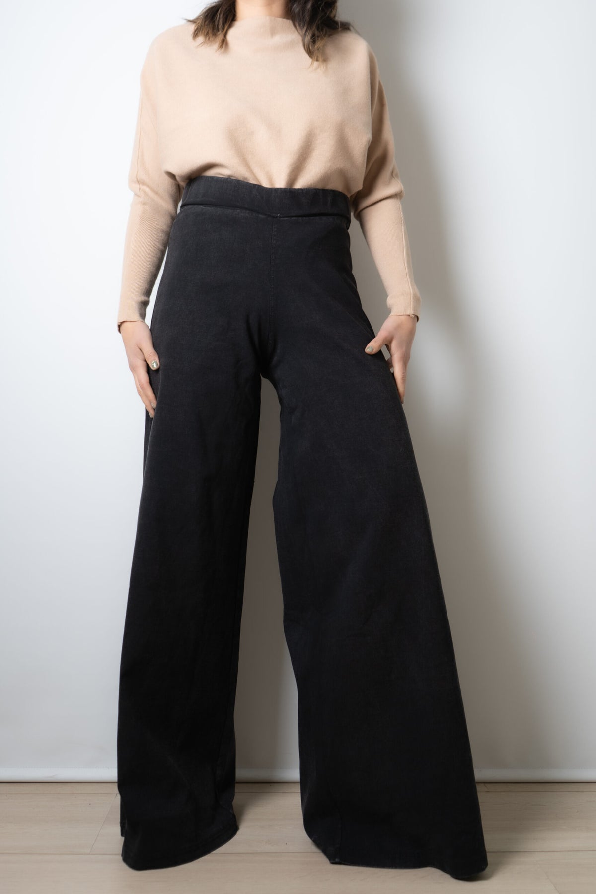 Pantalon Palazzo Gabardina - Negro