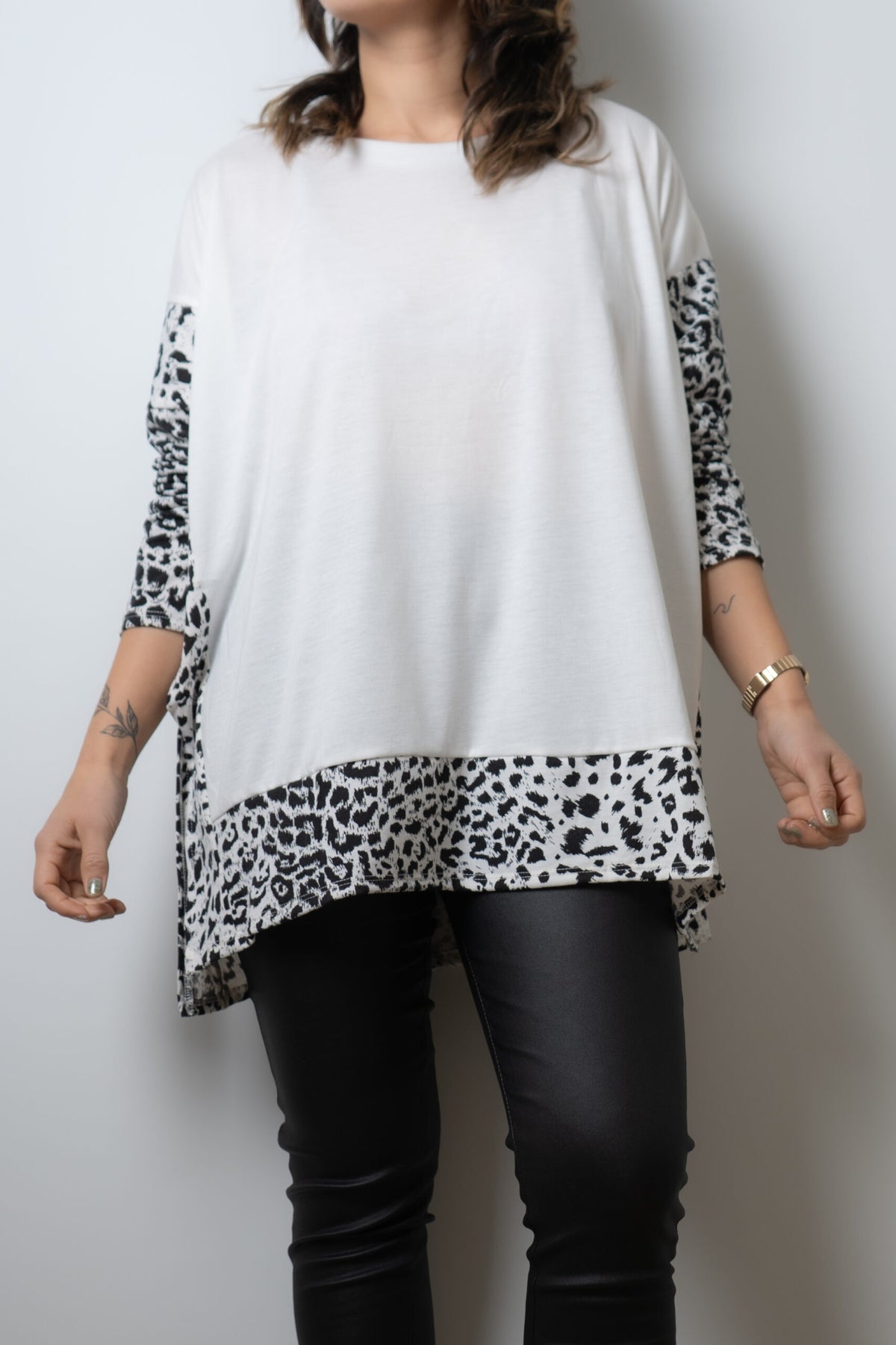 Polera Animal Print de algodón - Blanca