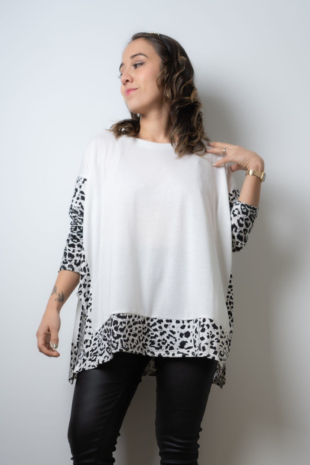 Polera Animal Print de algodón - Blanca
