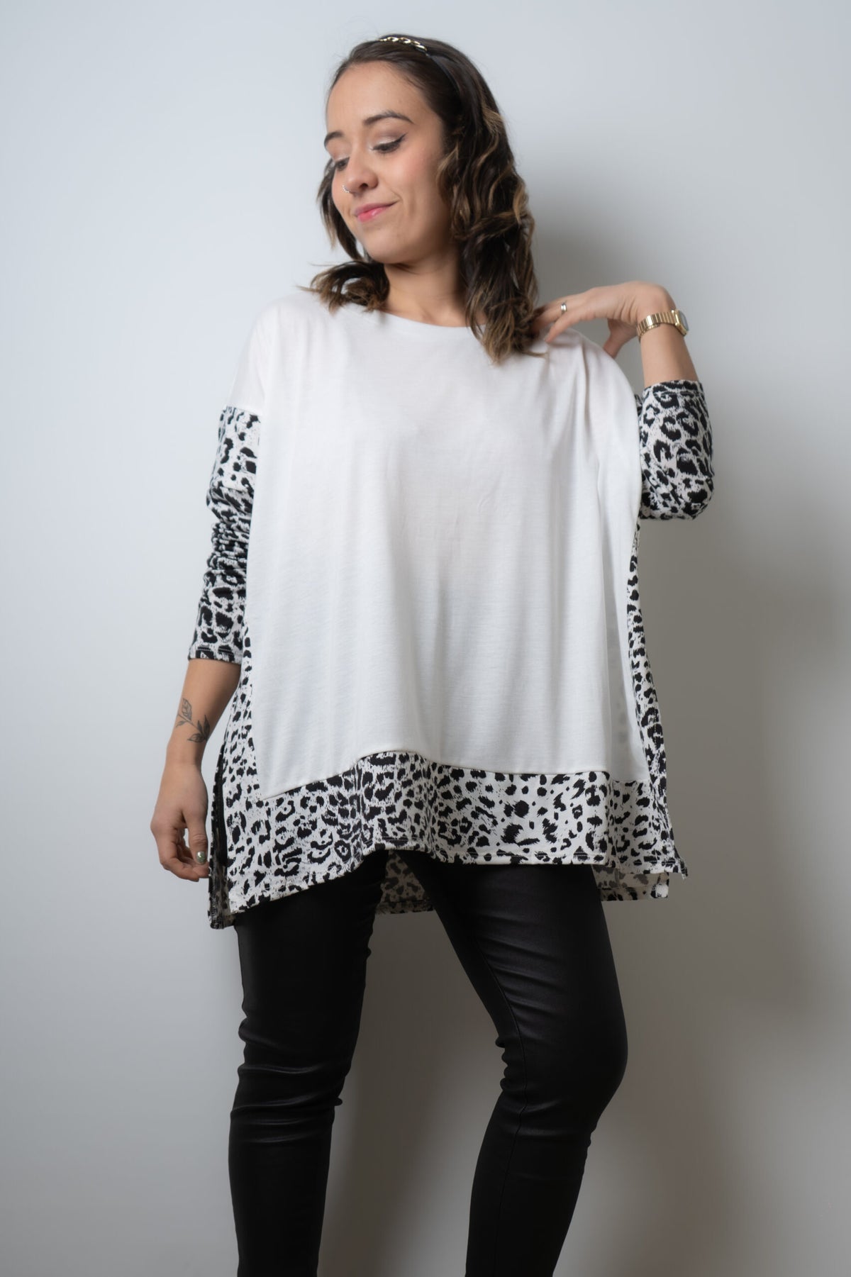 Polera Animal Print de algodón - Blanca
