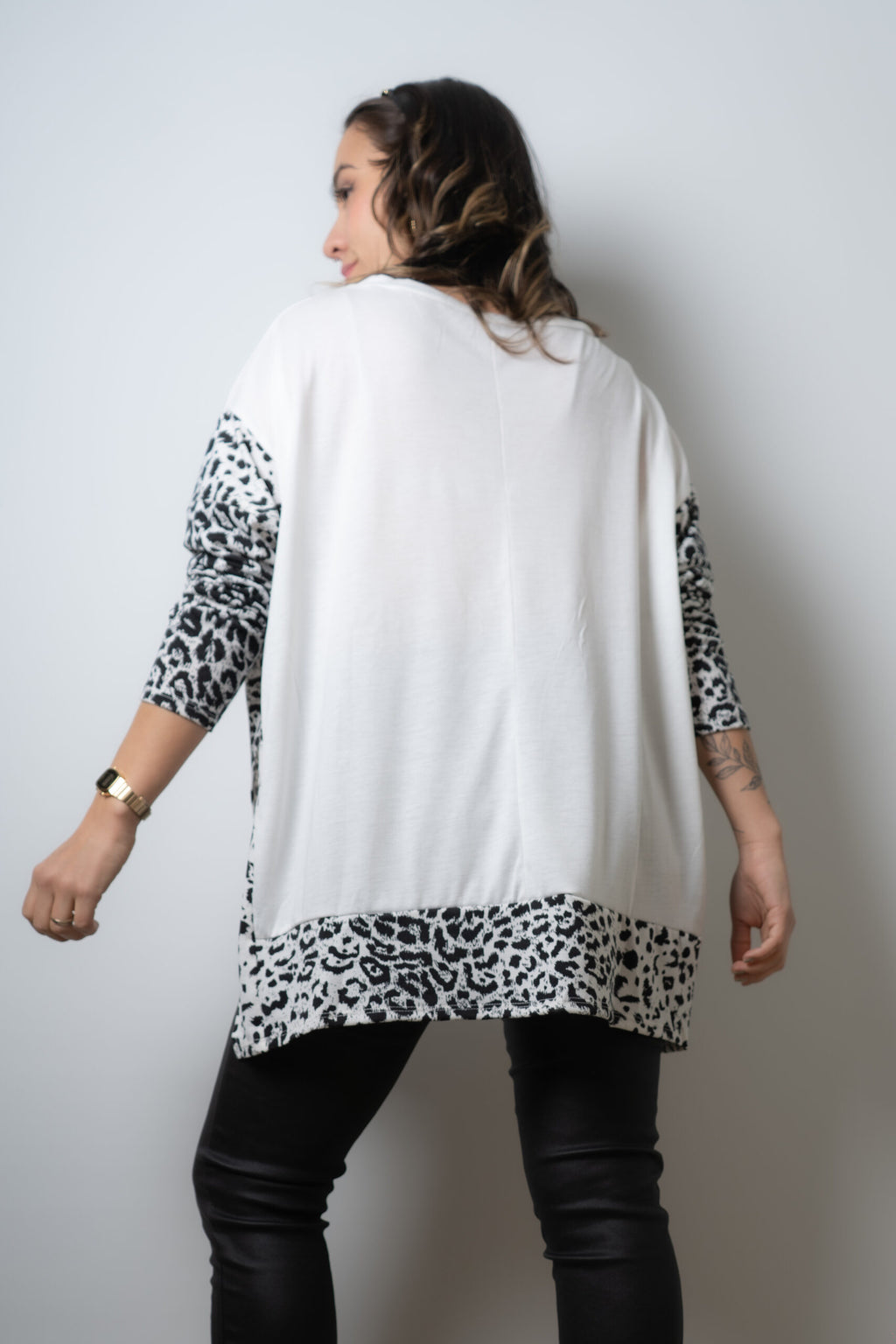 Polera Animal Print de algodón - Blanca