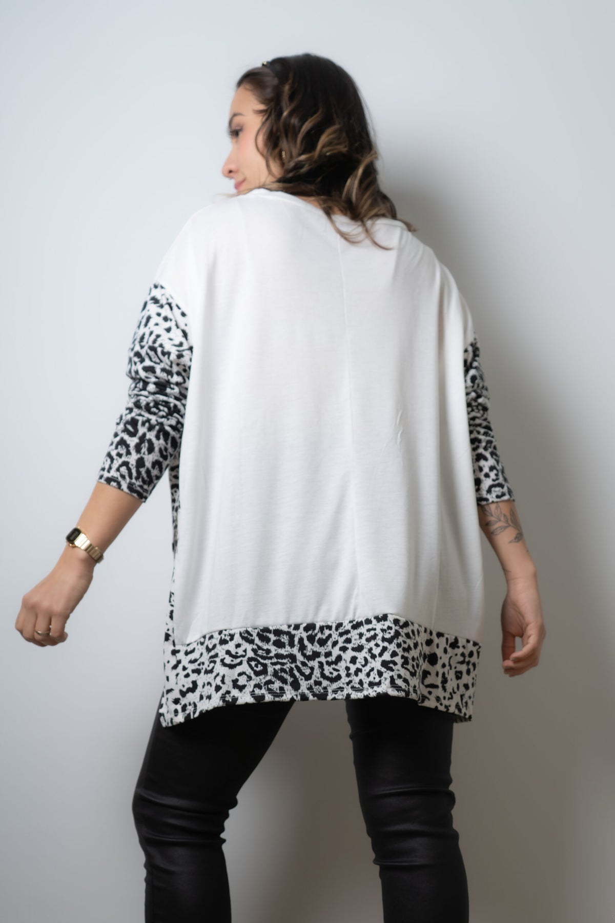 Polera Animal Print de algodón - Blanca