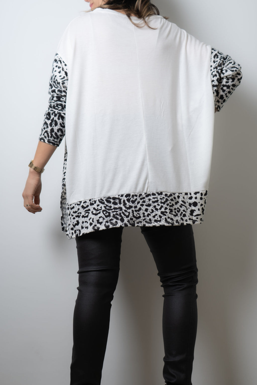 Polera Animal Print de algodón - Blanca