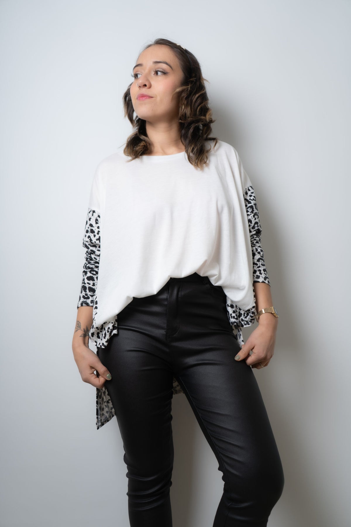 Polera Animal Print de algodón - Blanca