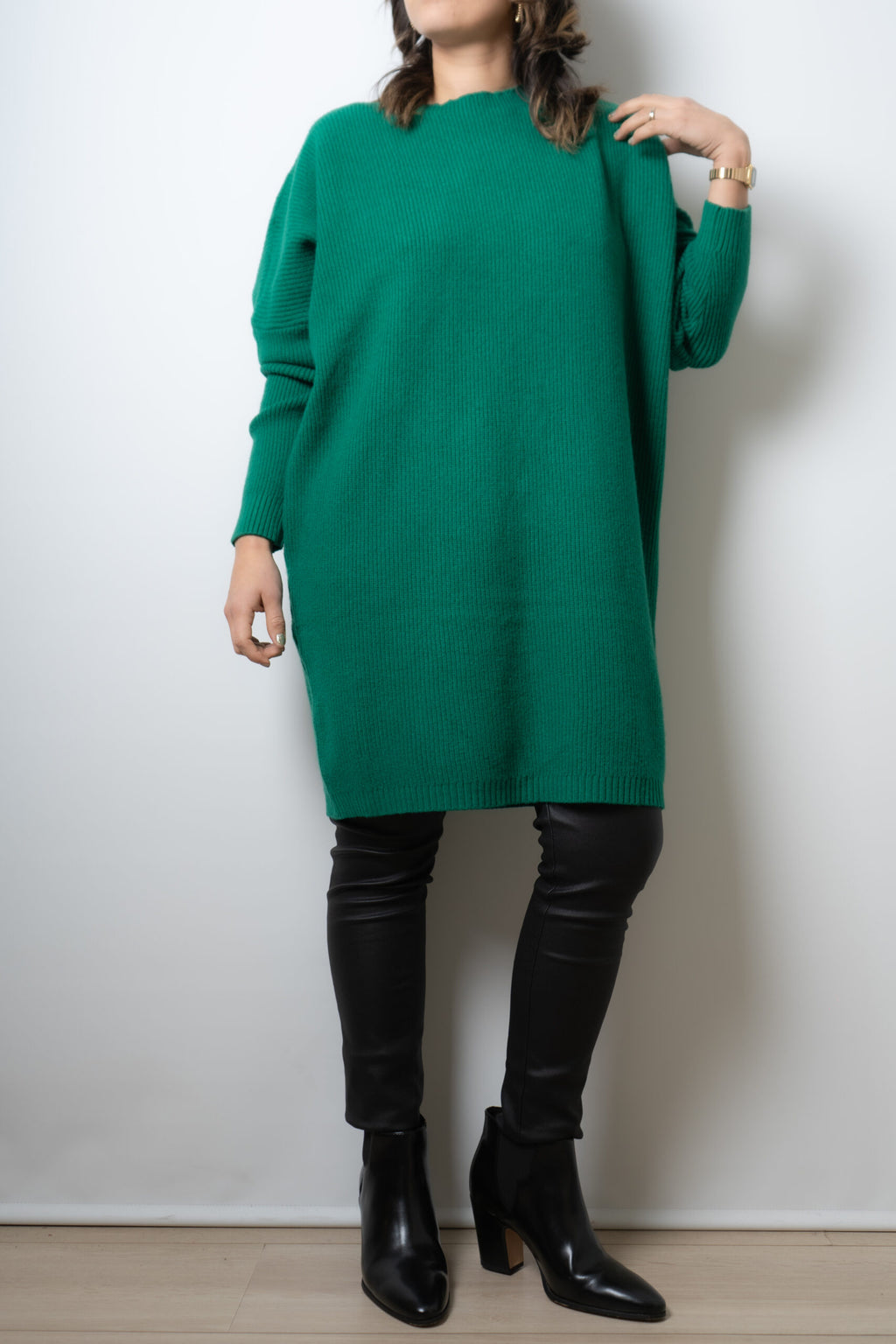 Vestido Lana Botones - Verde