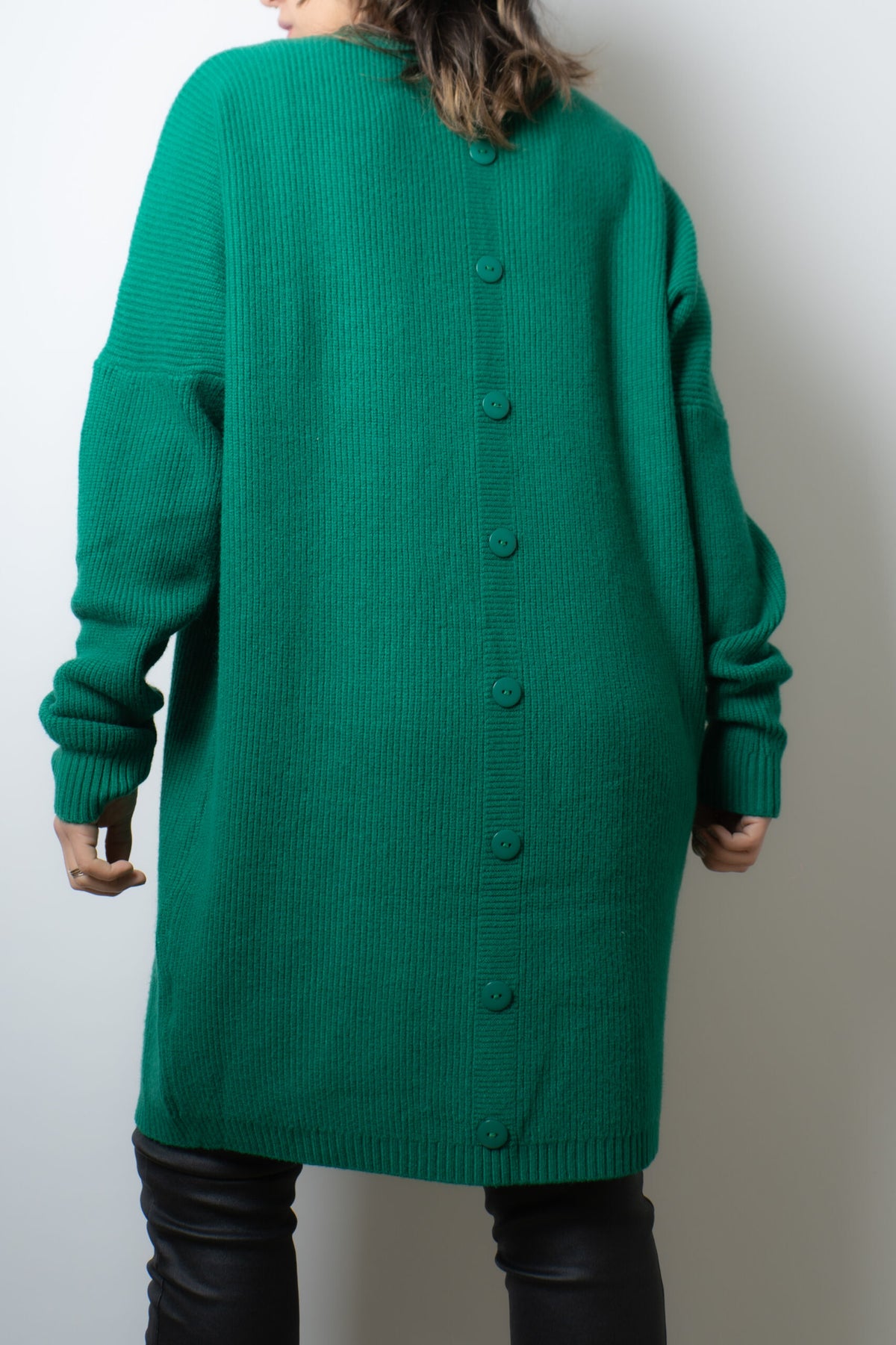 Vestido Lana Botones - Verde