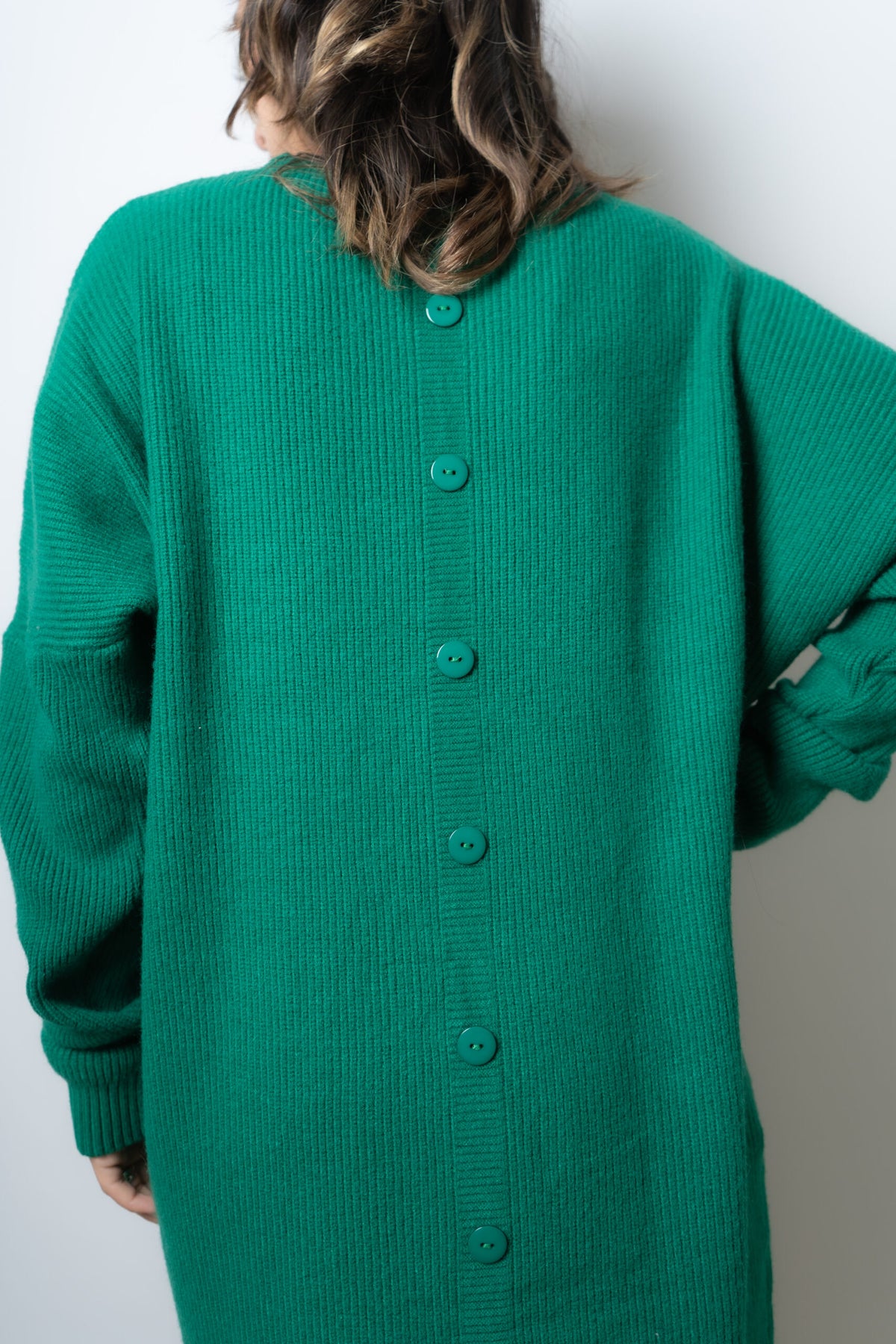 Vestido Lana Botones - Verde