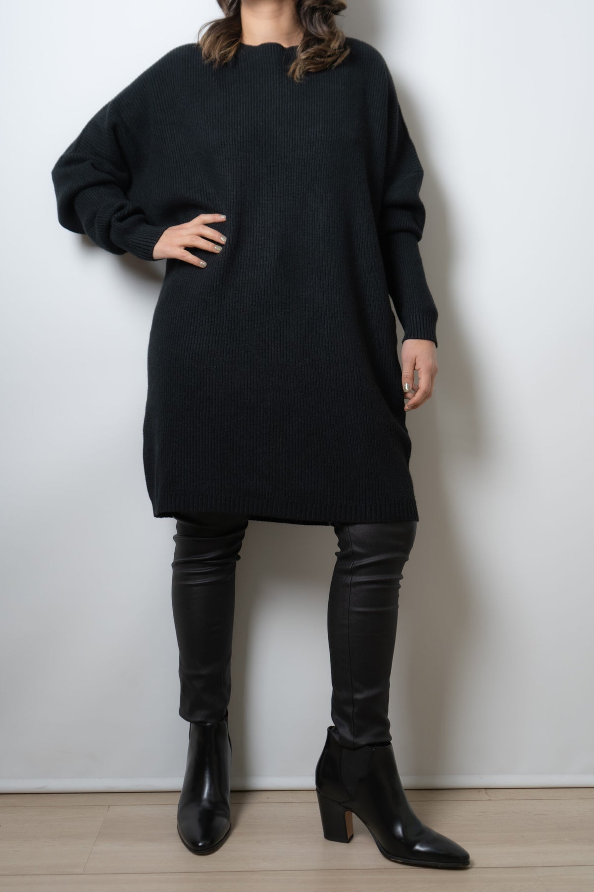 Vestido Lana Botones - Negro