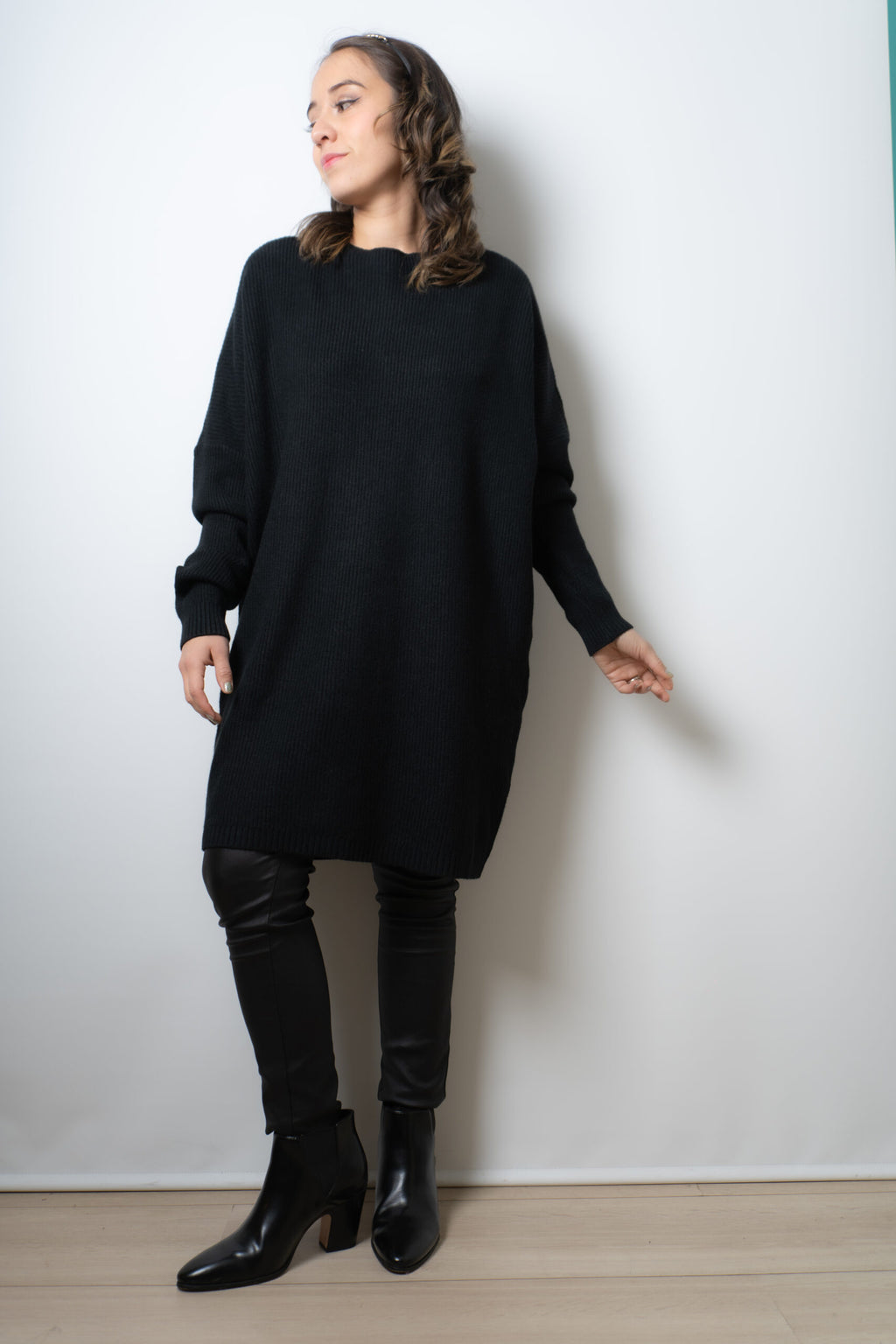 Vestido Lana Botones - Negro