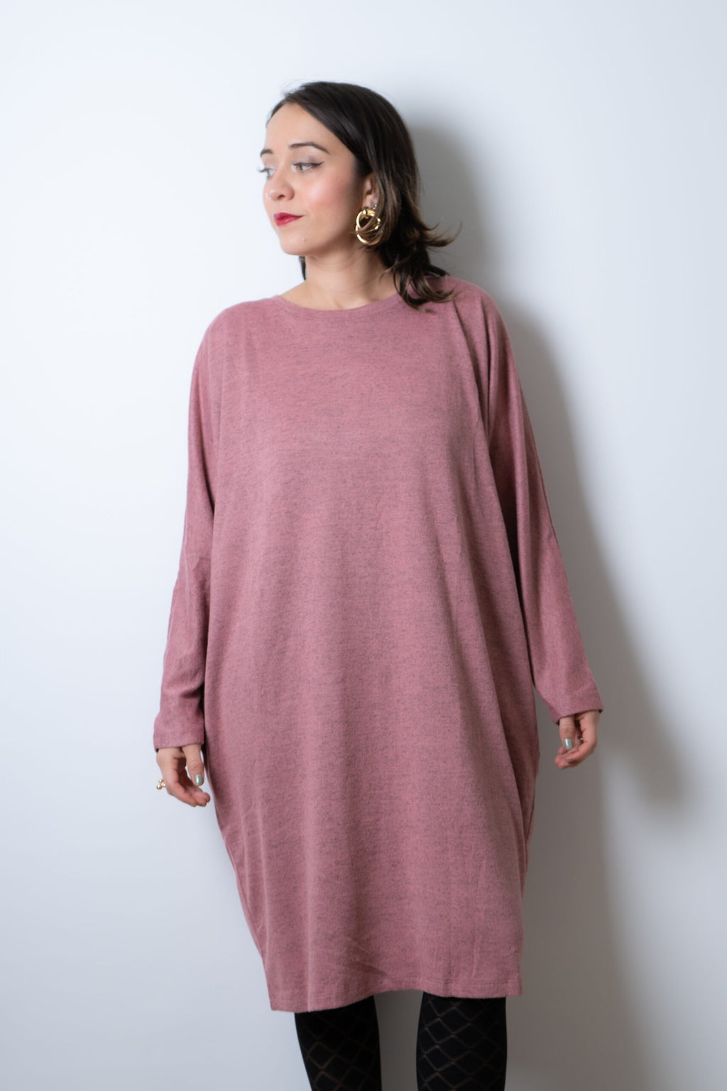 Vestido Lanilla algodón - cuello redondo - Rosado