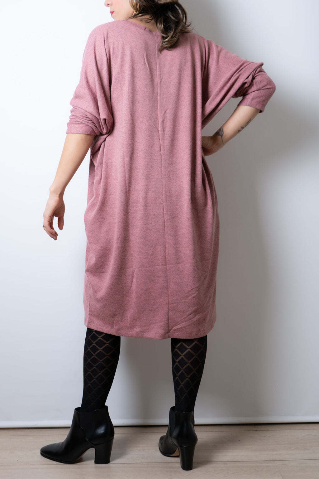 Vestido Lanilla algodón - cuello redondo - Rosado