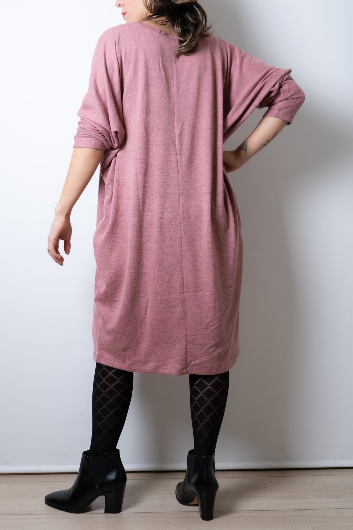 Vestido Lanilla algodón - cuello redondo - Rosado