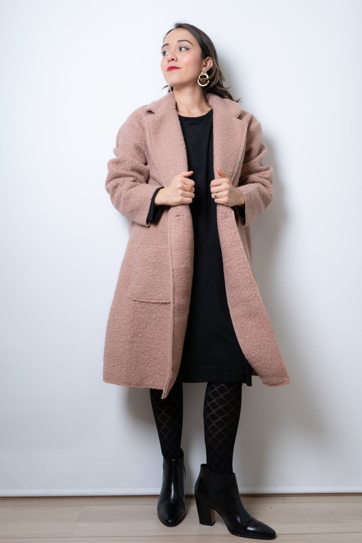 Vestido Lanilla algodón - cuello redondo - Negro
