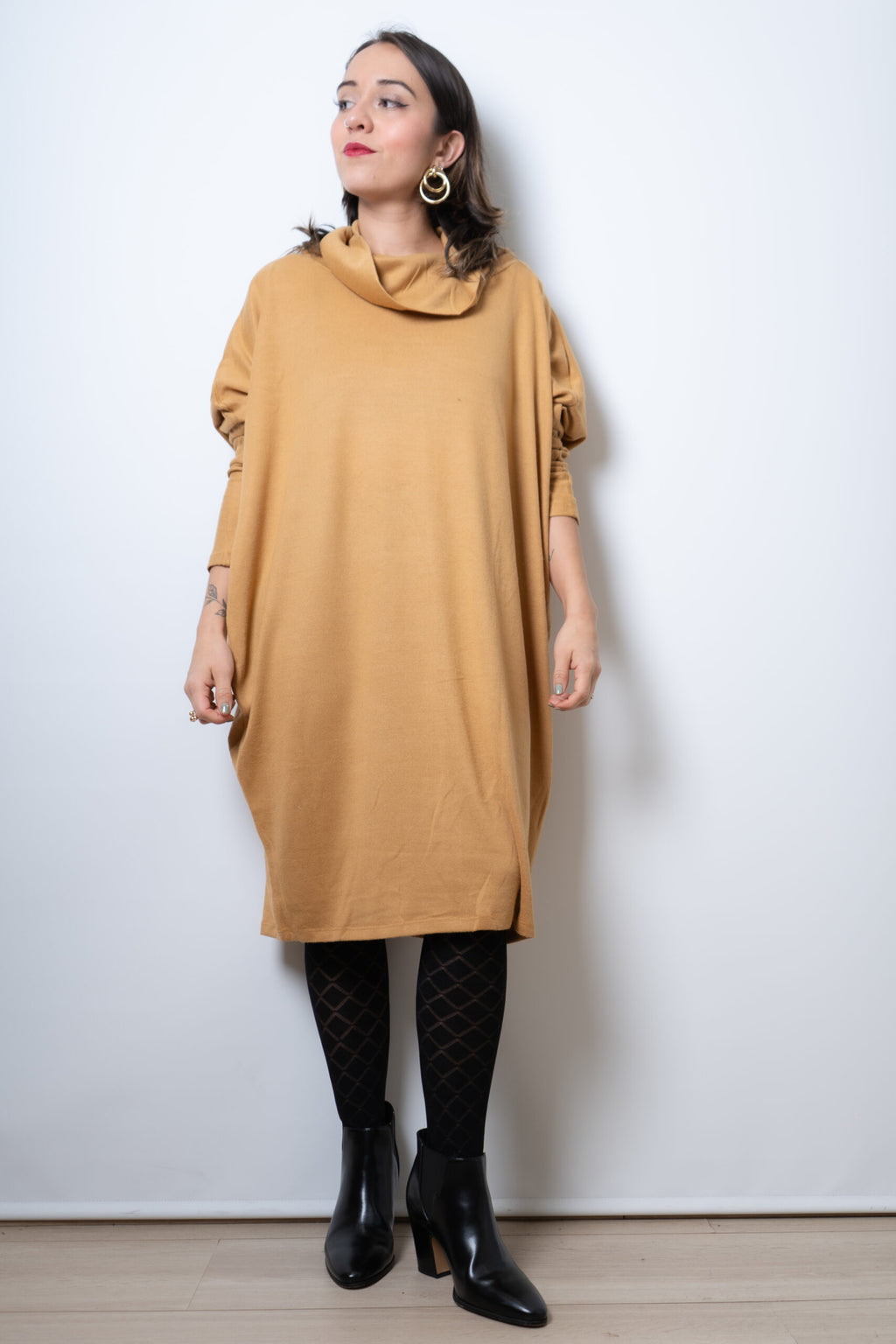 Vestido Lanilla algodón - con cuello - Amarillo