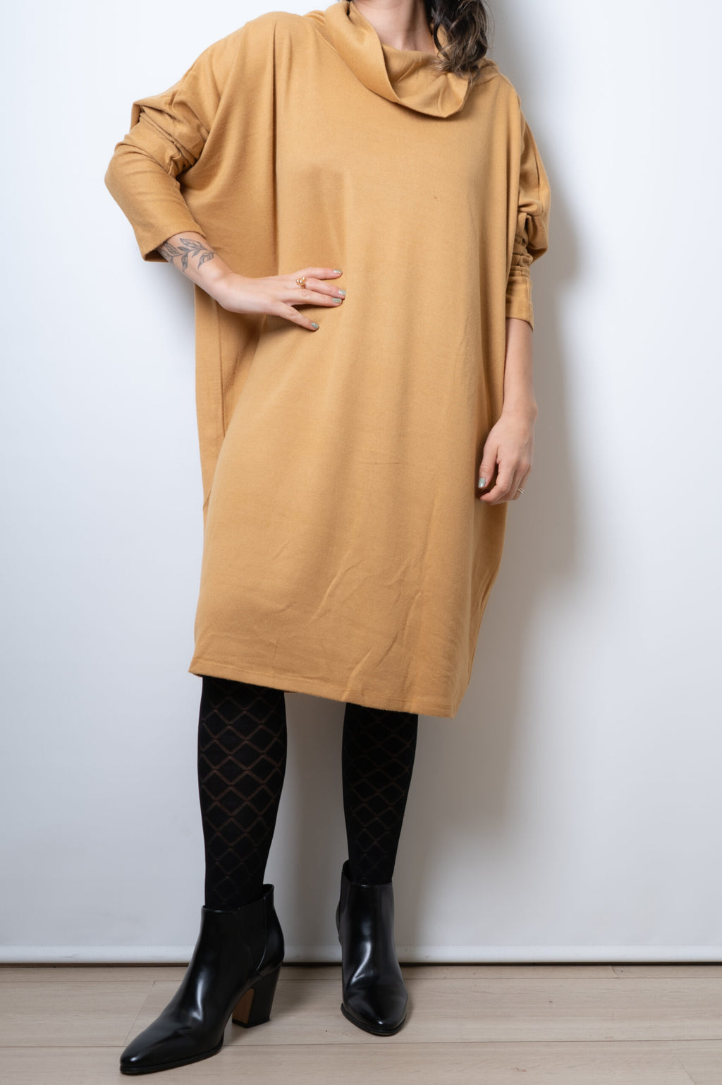 Vestido Lanilla algodón - con cuello - Amarillo