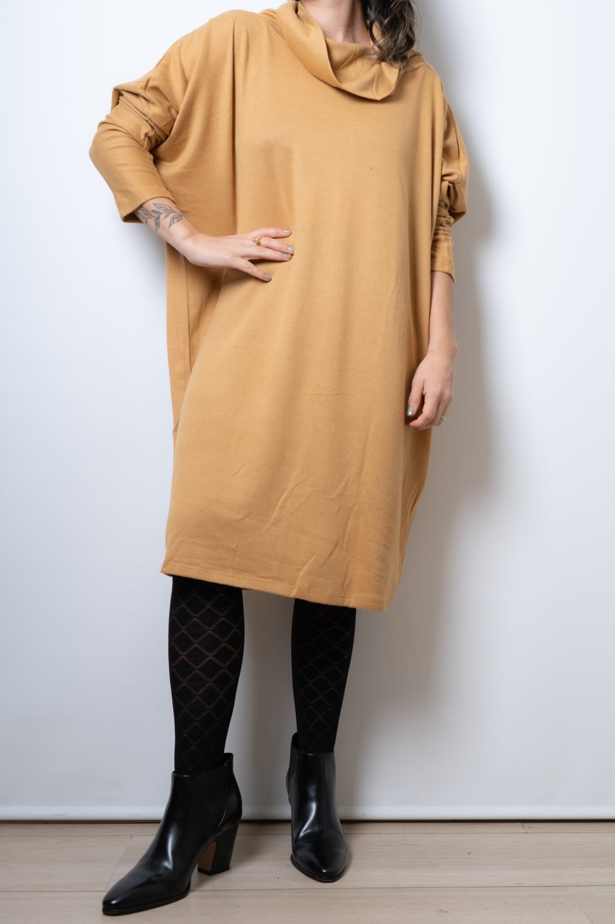 Vestido Lanilla algodón - con cuello - Amarillo