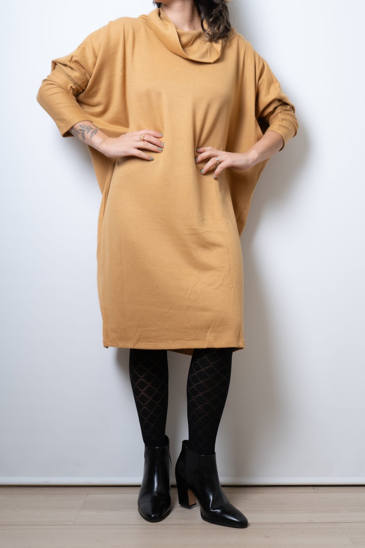 Vestido Lanilla algodón - con cuello - Amarillo