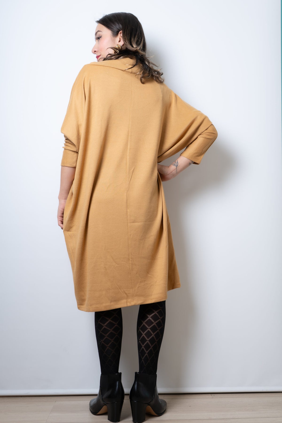 Vestido Lanilla algodón - con cuello - Amarillo