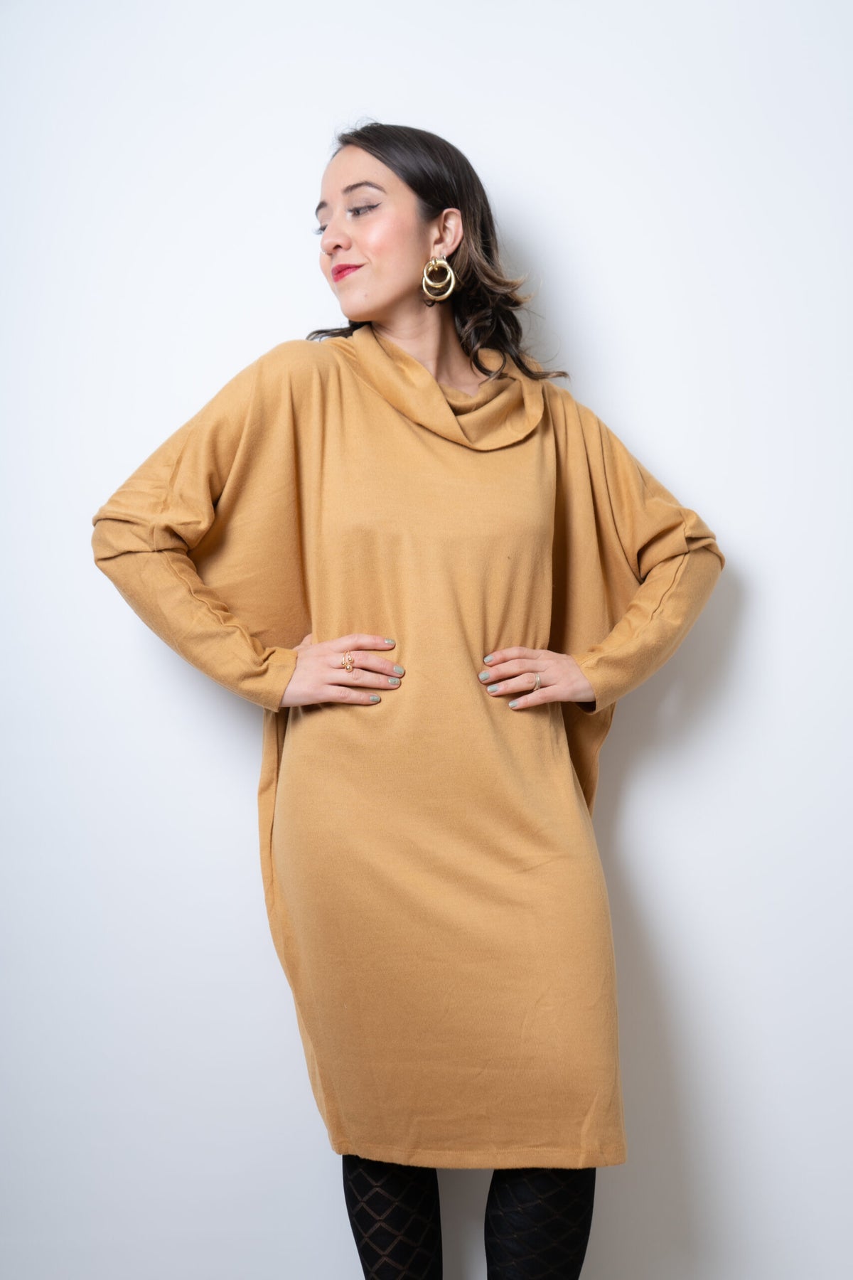 Vestido Lanilla algodón - con cuello - Amarillo