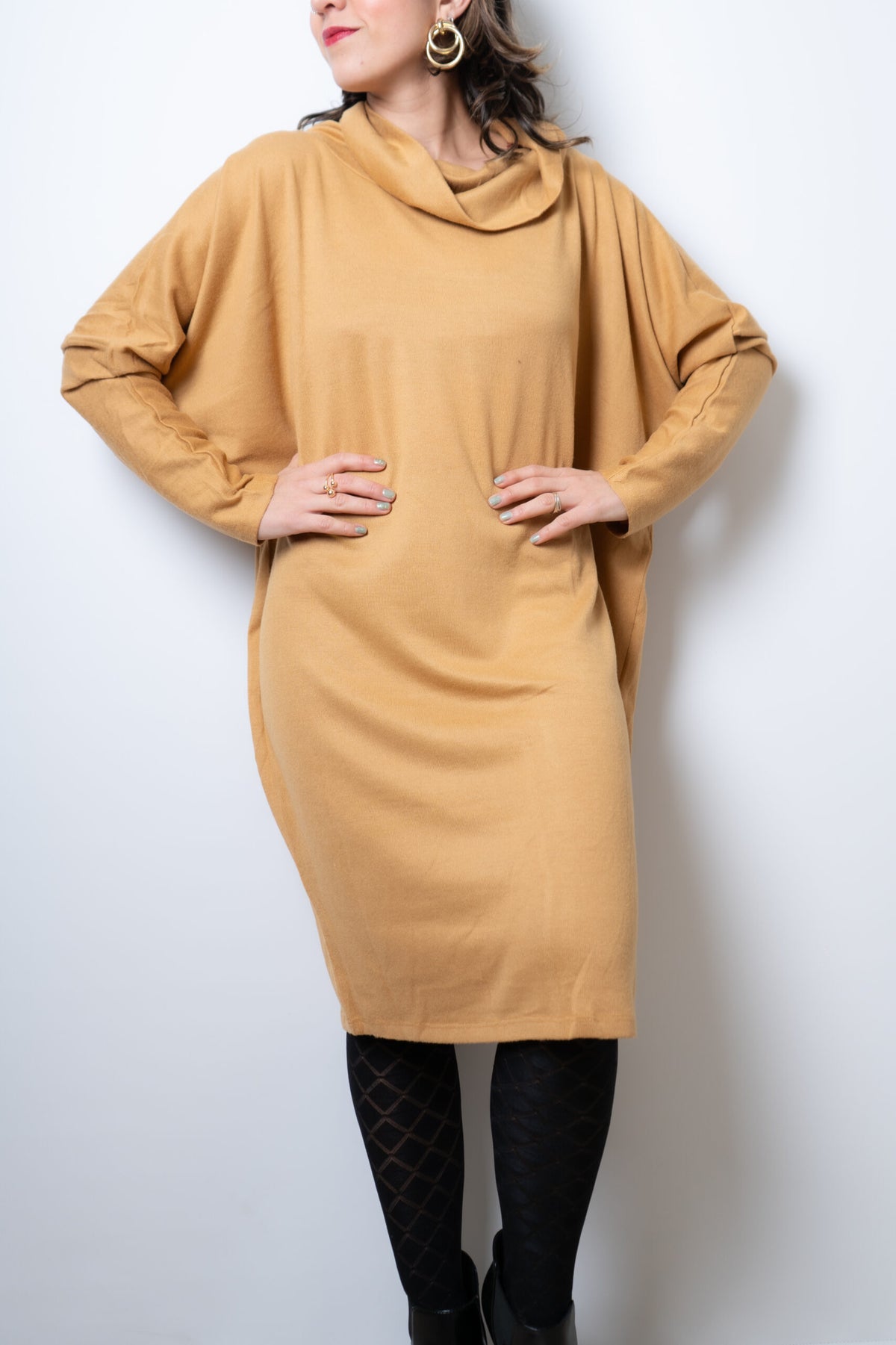 Vestido Lanilla algodón - con cuello - Amarillo