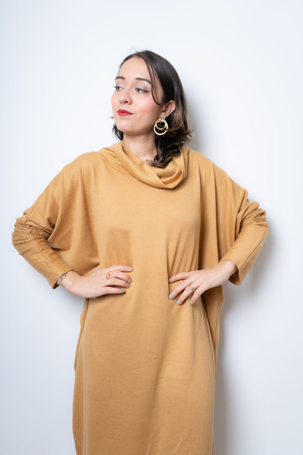 Vestido Lanilla algodón - con cuello - Amarillo